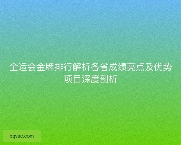 全运会金牌排行解析各省成绩亮点及优势项目深度剖析
