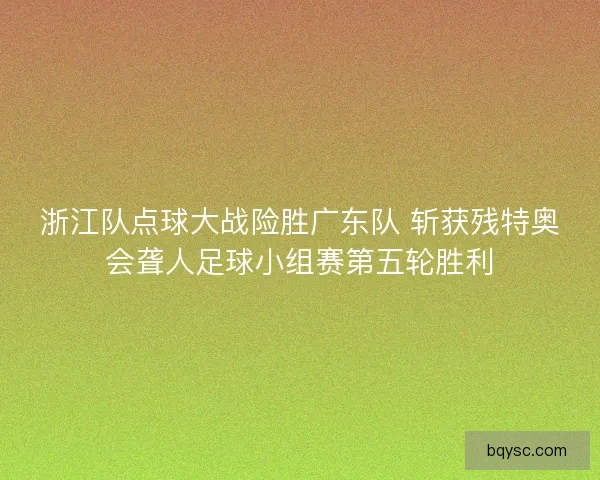 浙江队点球大战险胜广东队 斩获残特奥会聋人足球小组赛第五轮胜利