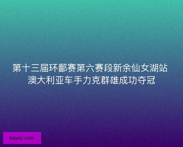 第十三届环鄱赛第六赛段新余仙女湖站 澳大利亚车手力克群雄成功夺冠